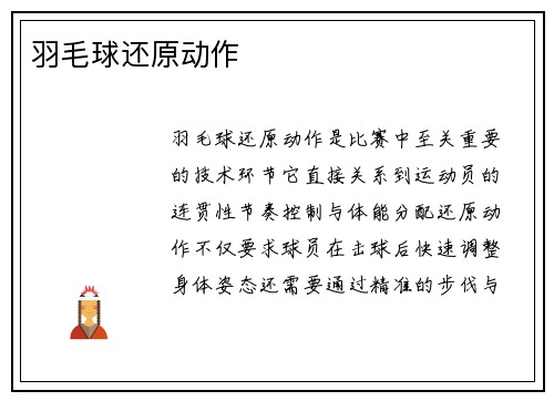 羽毛球还原动作
