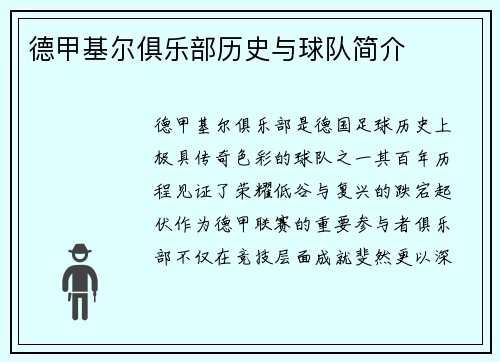 德甲基尔俱乐部历史与球队简介